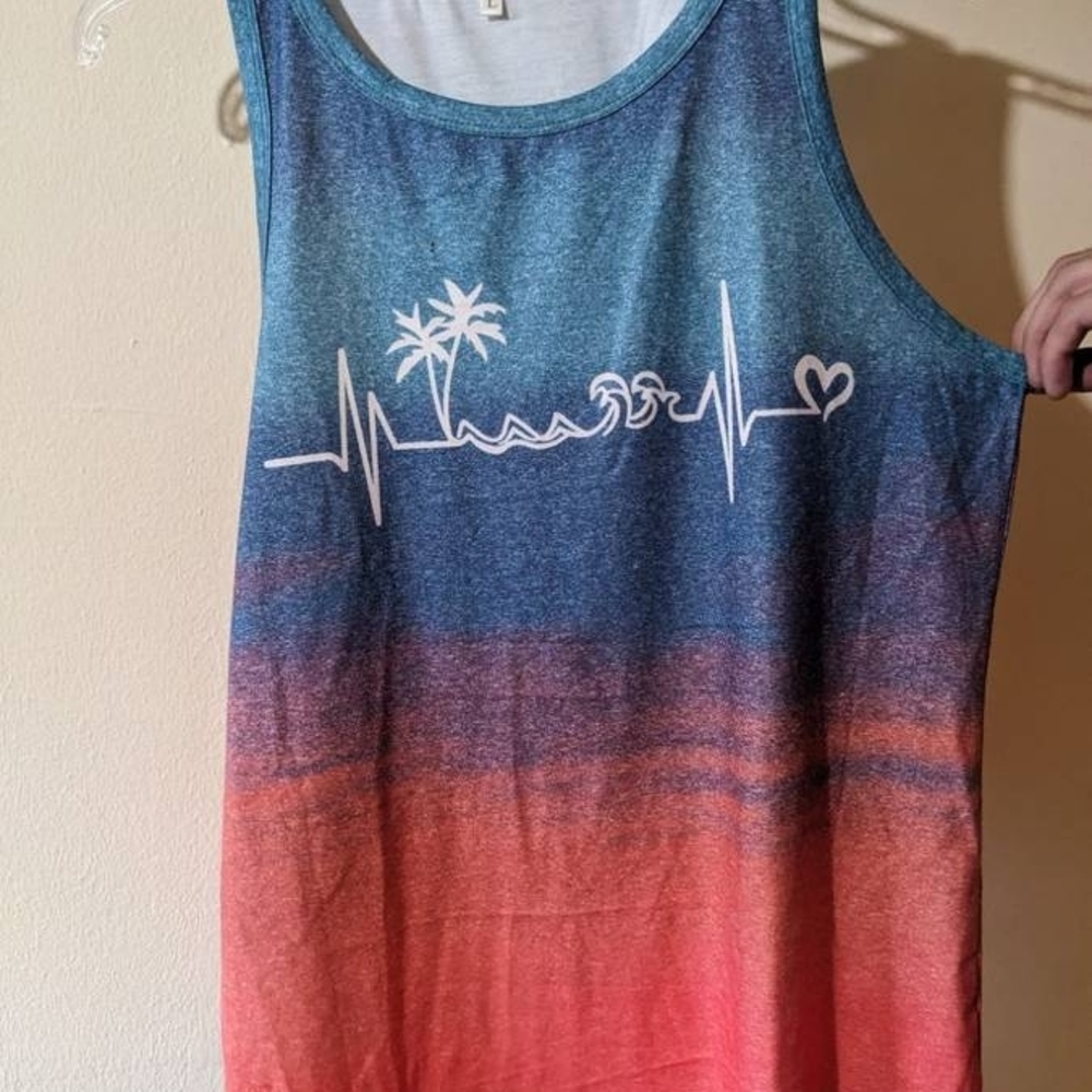 Tie Dye Heartbeat Beach Hawaiian Tank Top